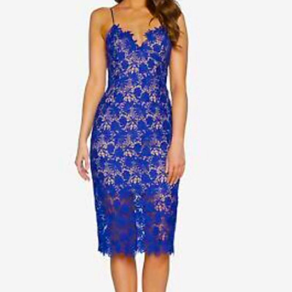 Bardot Blue Lace Midi Dress